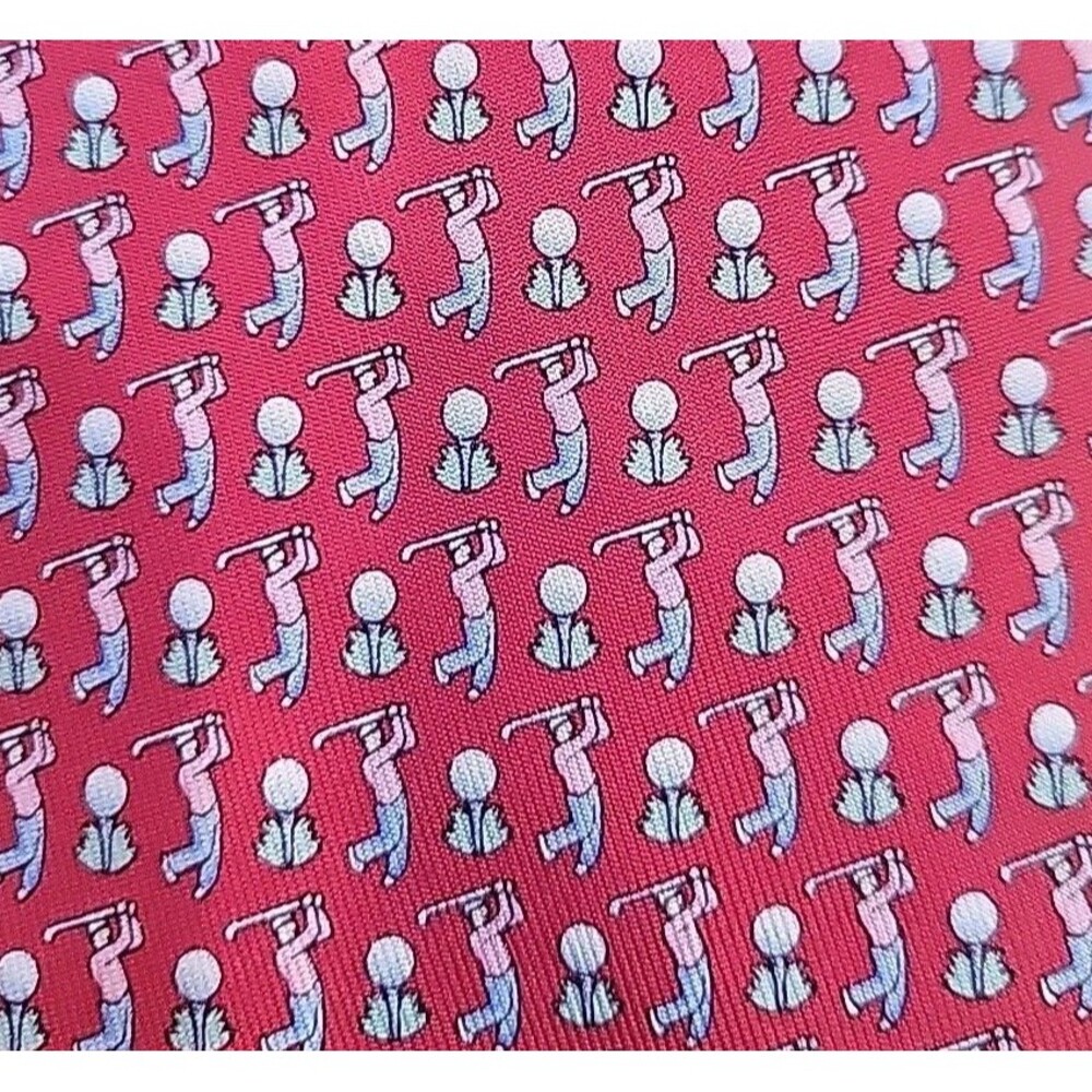 Vineyard Vines Silk Necktie AOP Pink Golf Print Sporty Athletic 60x3.75 Preppy